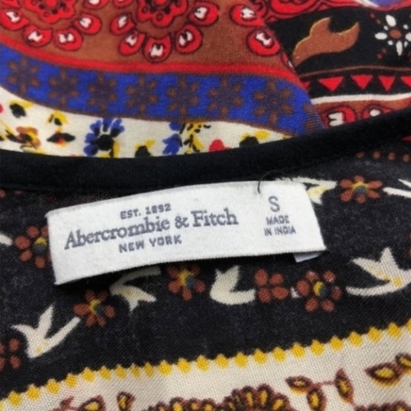 Abercrombie & Fitch Boho Red Elephant Long Sleeve Dress S - Picture 10 of 12